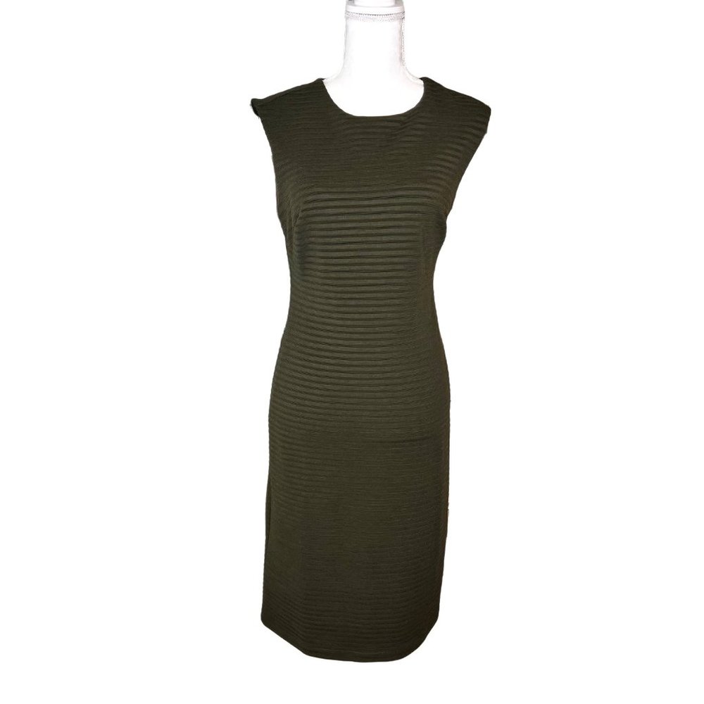 Banana Republic dress womens size 4 green back zipper sleeveless career stretch